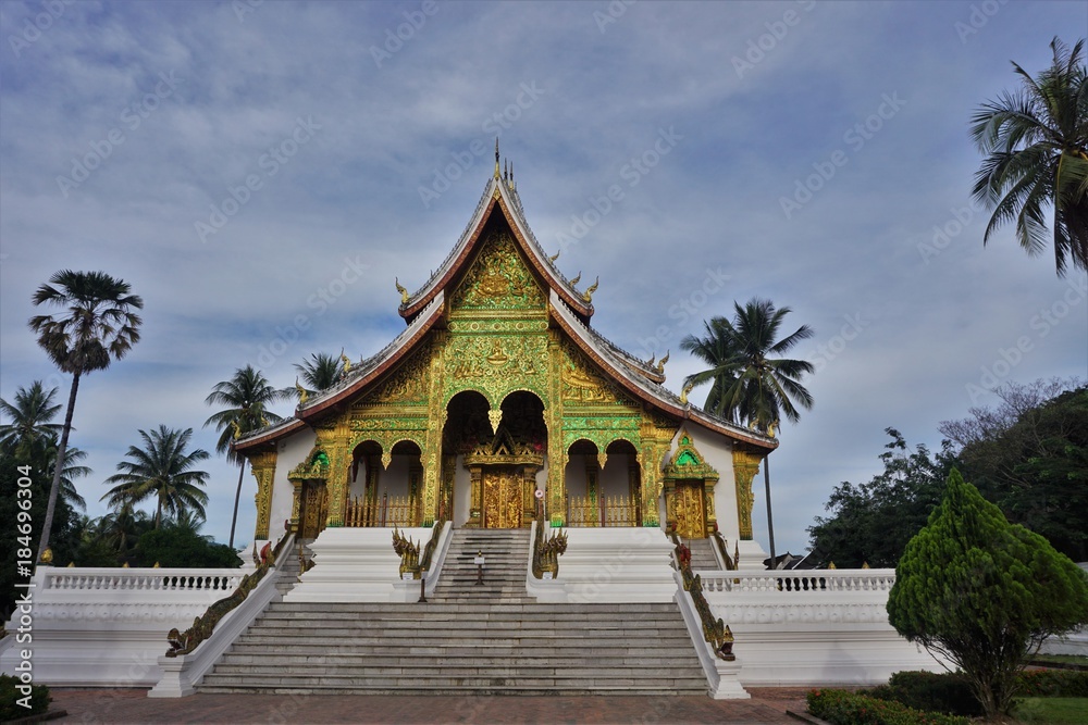 Royal palace in Laos city with temple