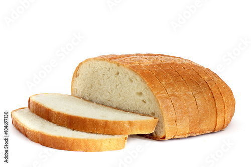 White bread on white background. Sliced Loaf