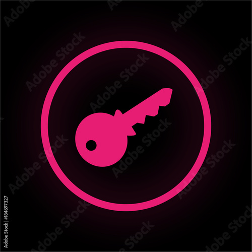 Neon Button rund - Schlüssel - Passwort