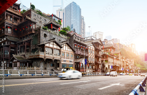 China Chongqing traditional houses on stilts photo
