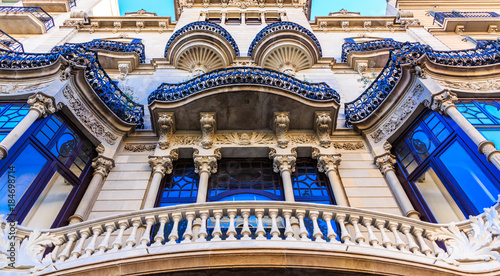 Ornate Blue Trim on Spanish Architecture