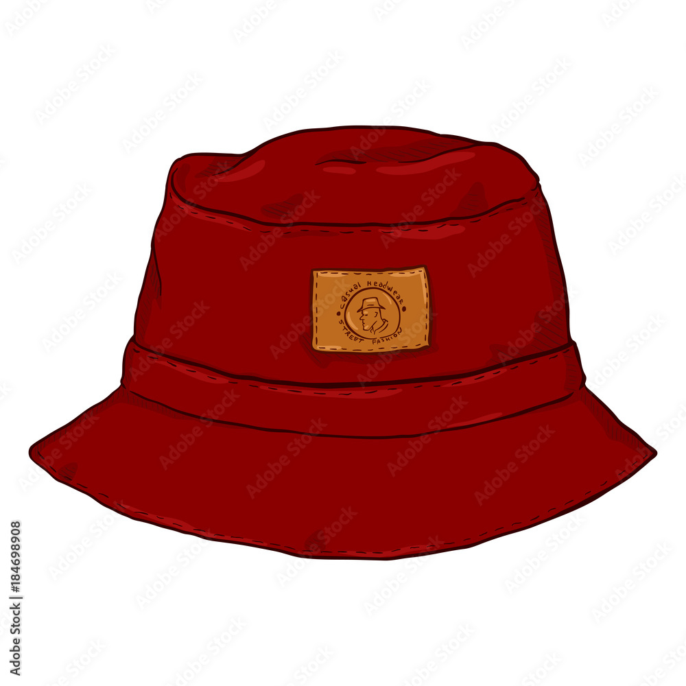 Vector Single Red Cartoon Bucket Hat. Front View. Stock Vector