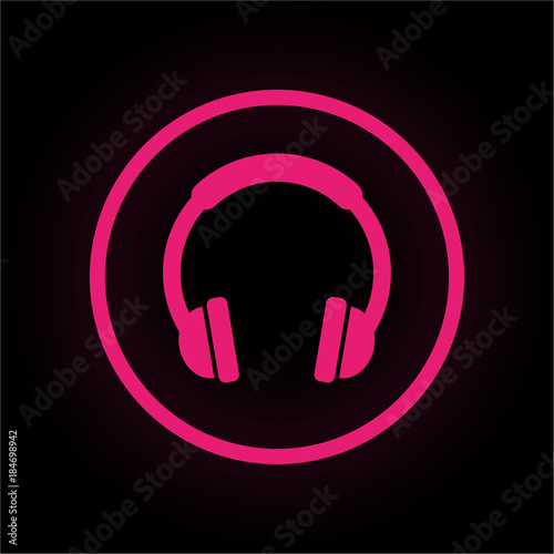 Neon Button rund - Kopfhörer