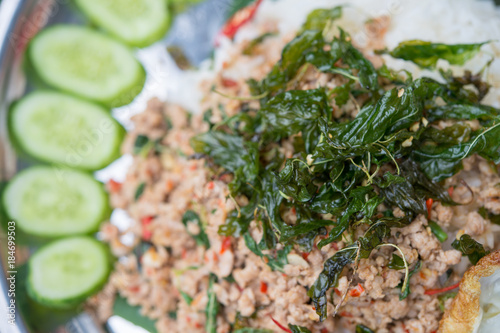 fried rice with basil and pork