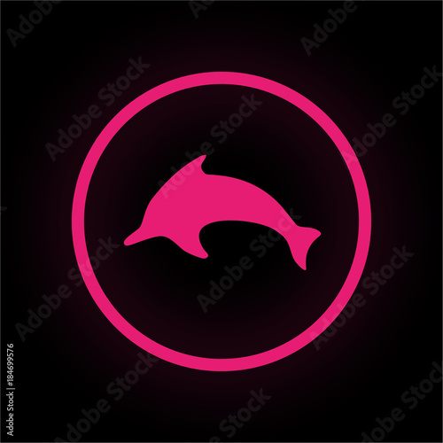Neon Button rund - Delfin