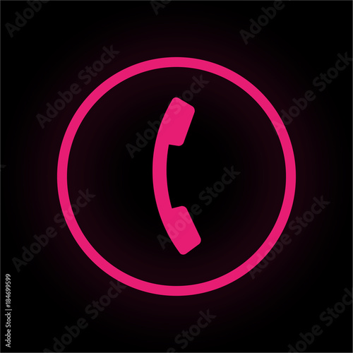 Neon Button rund - Telefon - Hotline