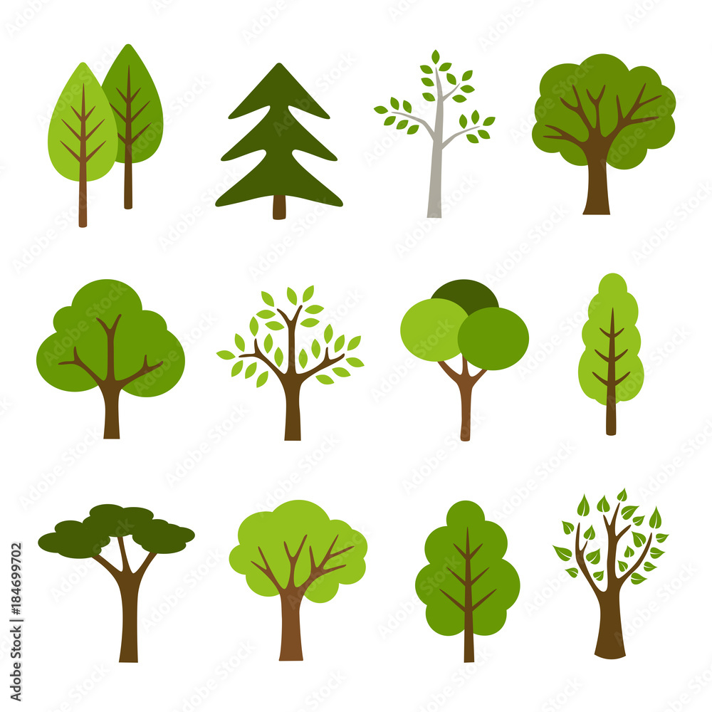 Obraz premium Kolekcja ikon drzew