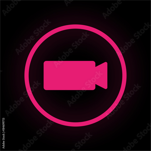 Neon Button rund - Videokamera