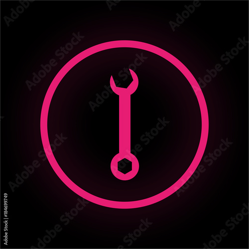 Neon Button rund - Schraubenschlüssel - Option