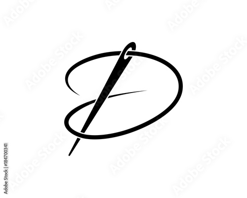 Line Art Needle Initial Letter D for Embroider Symbol Logo Vector
