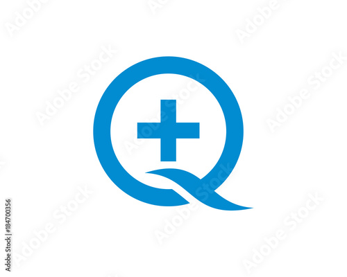 Unique Initial Letter Q with Plus Hospital Symbol Logo Modern