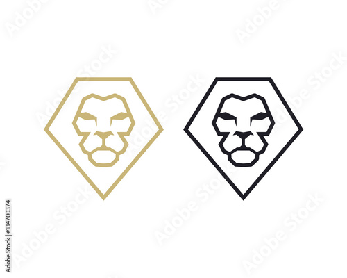 Line Art Diamond Lion Illustration Logo Animal