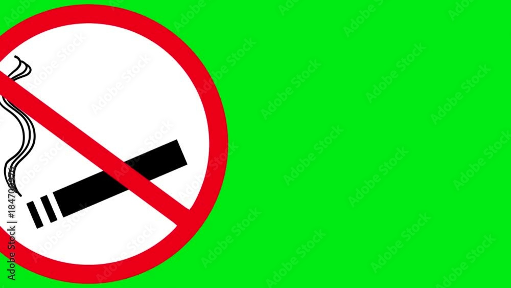 sign prohibiting Smoking,non-Smoking.animated video.used green background sign prohibiting Smoking,non-Smoking.animated video.used green background