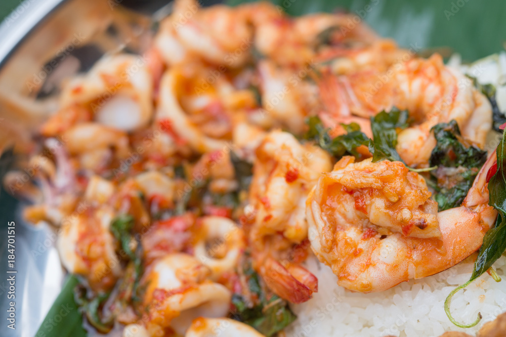 fried rice with basil and shrimp