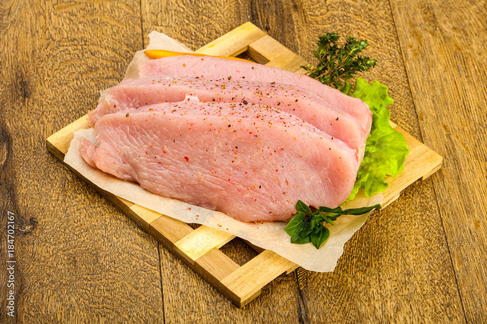 Raw turkey steak