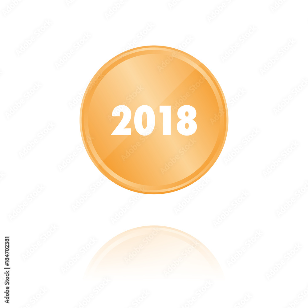 2018 - Jahresbeginn - Bronze Münze mit Reflektion 2018 - Jahresbeginn - Bronze Münze mit Reflektion