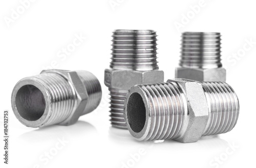  Steel nut on a white background