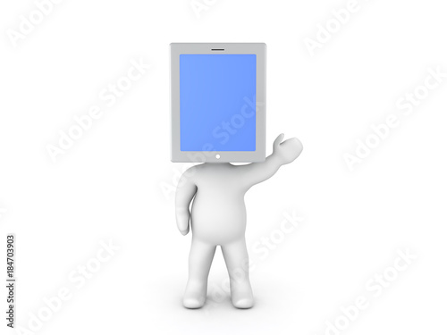 Fotografía 3D Character with a tablet display screen on his head