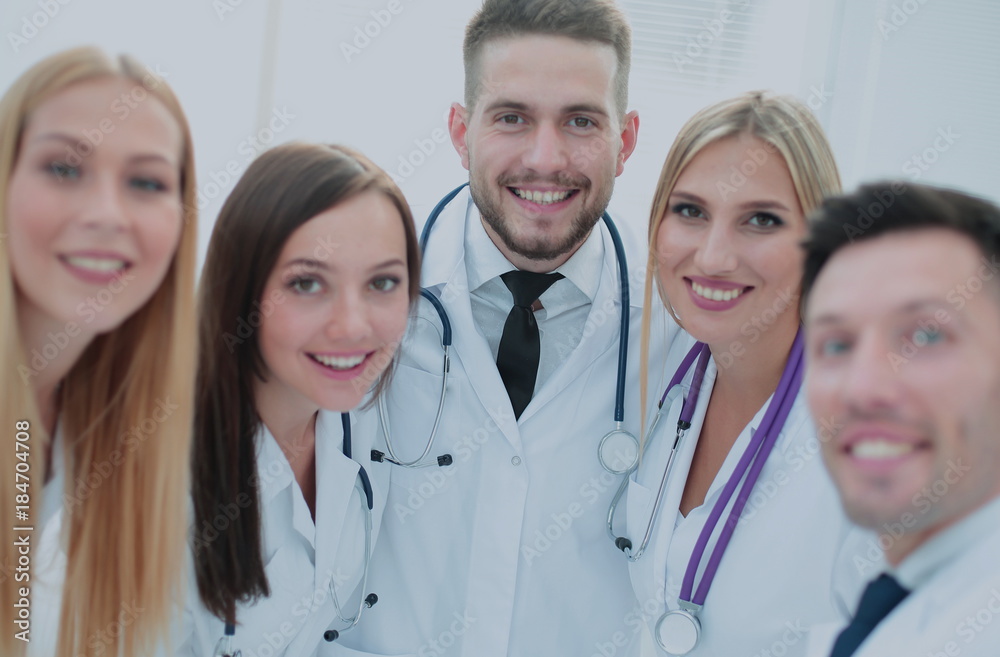 Smiling Team Of Doctors At Hospital Making Selfie Smiling Team Of Doctors At Hospital Making Selfie
