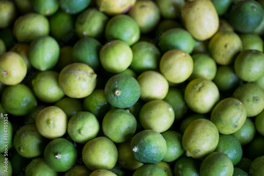 The sale of fresh limes in the Indian market in Mauritius The sale of fresh limes in the Indian market in Mauritius