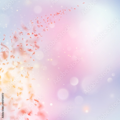 Sakura flying downwind petals on wind. EPS 10 vector