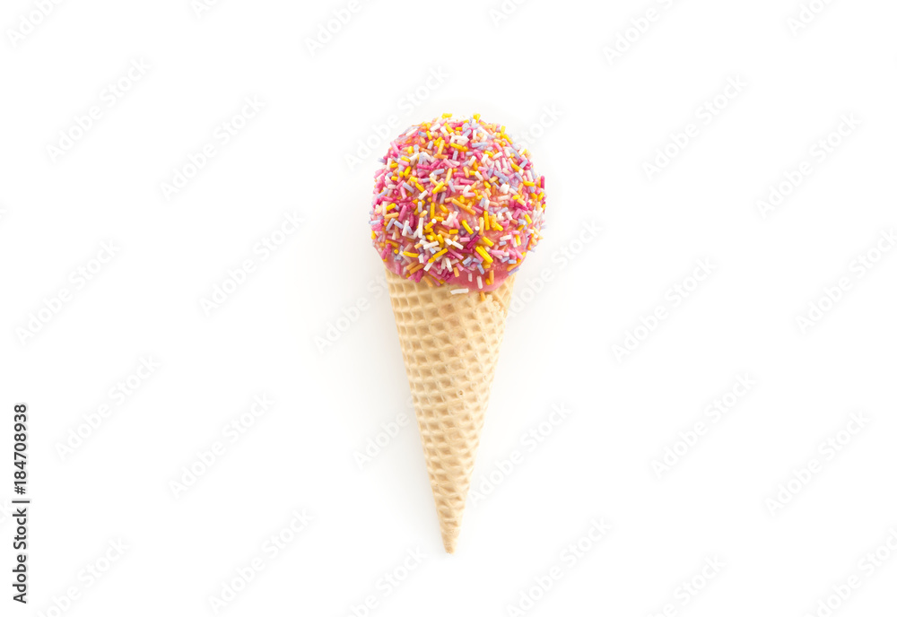 Ice Cream Cone Raspberry Ice Cream decorated with Sprinkles Ice Cream Cone Raspberry Ice Cream decorated with Sprinkles