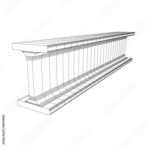 Wireframe low poly mesh construction steel metallurgy beam profile symbol vector illustration