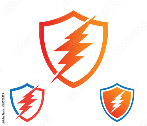 guard shield electricity spark vector logo design