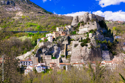 autentic traditional places of Italy - Cerro al Volturno with impressive castle. Molise region.