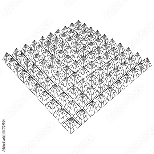 Wireframe model of sound proof coverage in music studio with soundproofing walls. Vector illustration