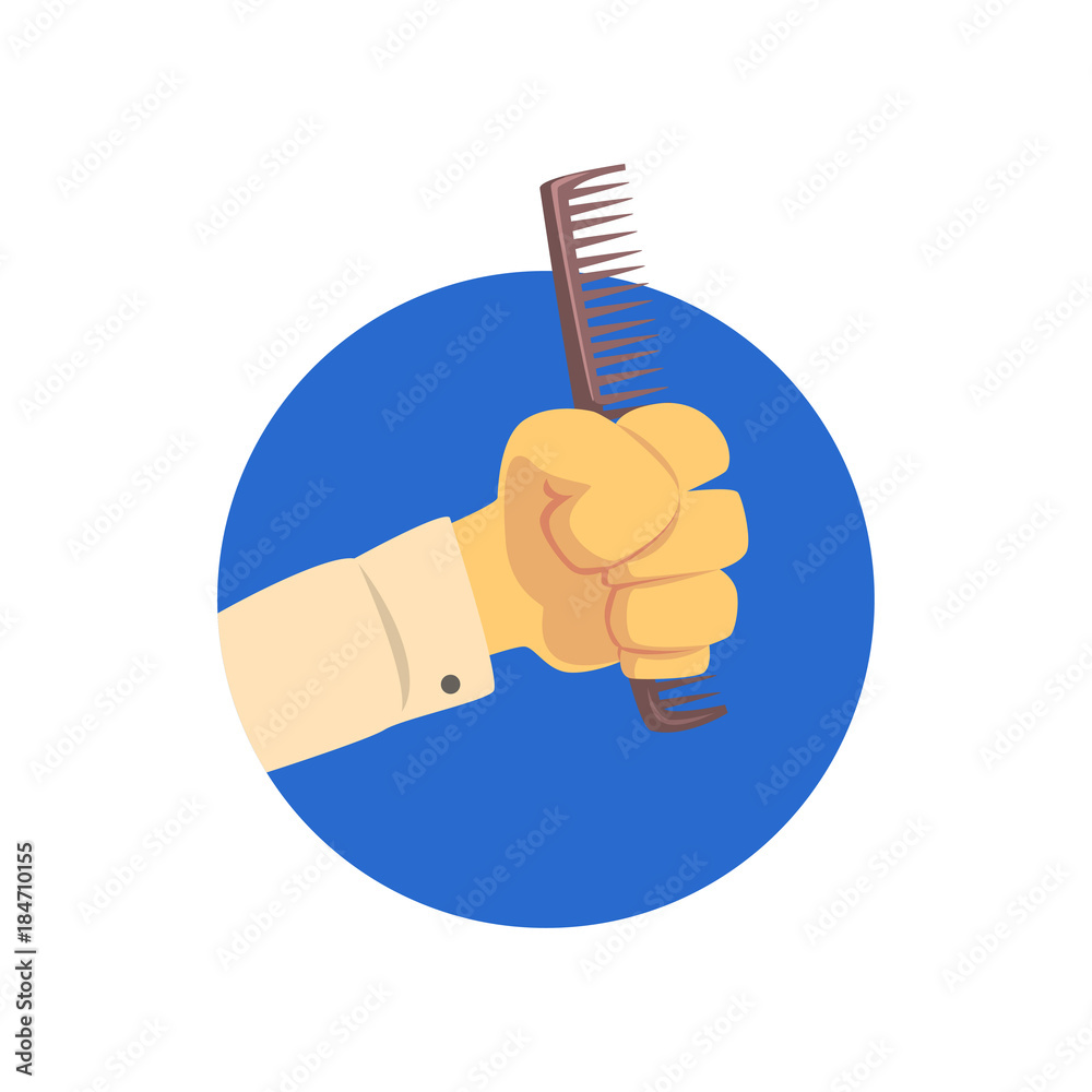 Hand holding hairdressing comb, symbol of the profession of a hairdresser cartoon vector Illustration Hand holding hairdressing comb, symbol of the profession of a hairdresser cartoon vector Illustration