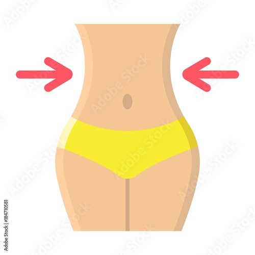 Weight loss flat icon, fitness and sport, slim body with measuring tape sgn vector graphics, a colorful solid pattern on a white background, eps 10.