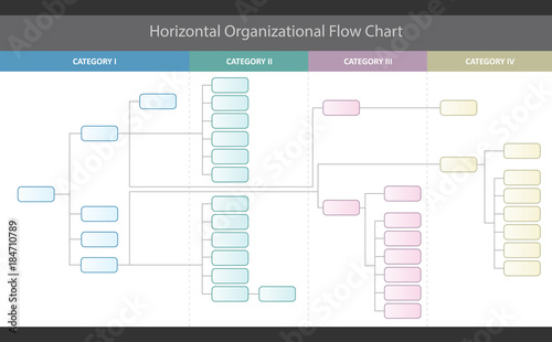 Horizontal Organizational Corporate Flow Chart Vector Graphic