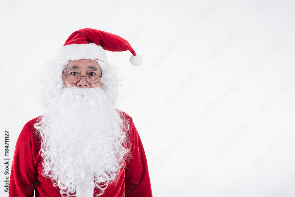 Portrait of a happy Santa cross on a white background, Winter holiday, Merry Christmas and happy new year concept Portrait of a happy Santa cross on a white background, Winter holiday, Merry Christmas and happy new year concept