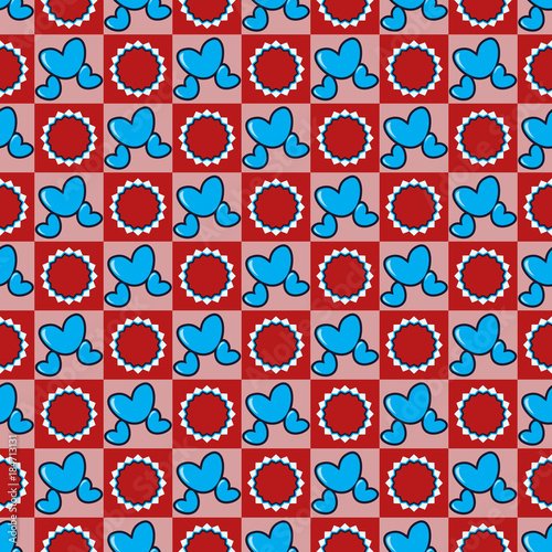 Seamless vector illustration of Valentine's Day. Pattern of geometric shapes, decorative heart