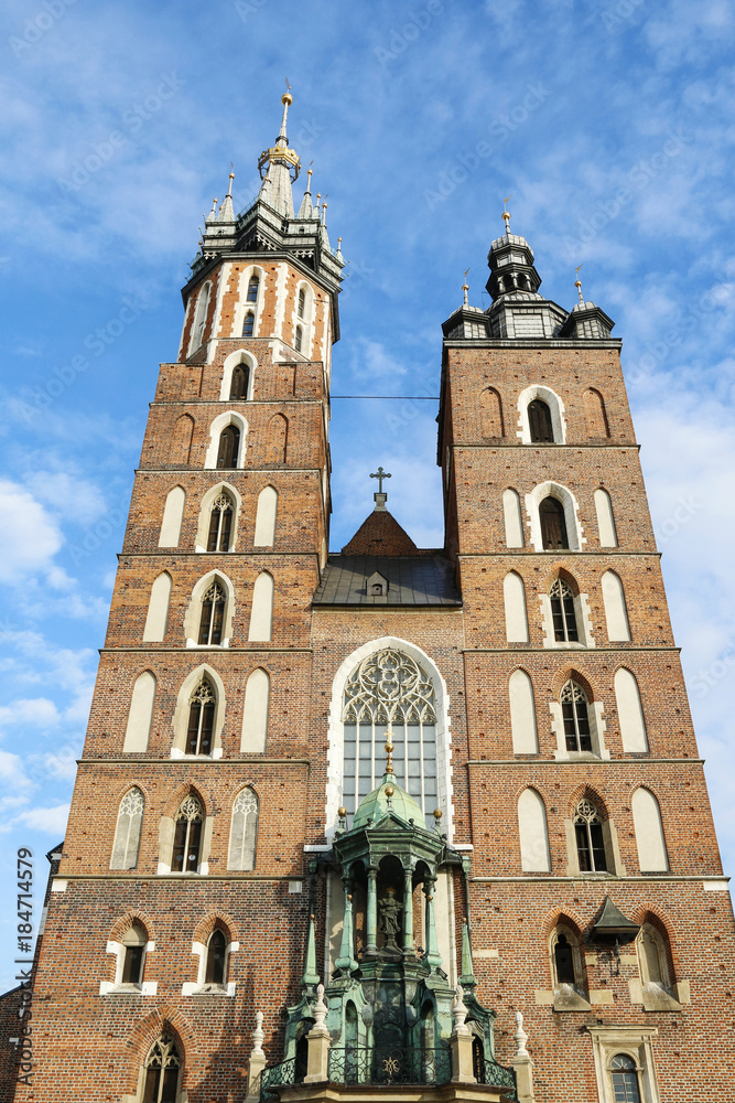 KRAKOW, POLAND - FEBRUARY 27, 2017: Mariacki church, Church of Our Lady Assumed into Heaven