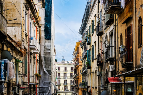 Antique building view in Old Town Naples, italy Europe © ilolab