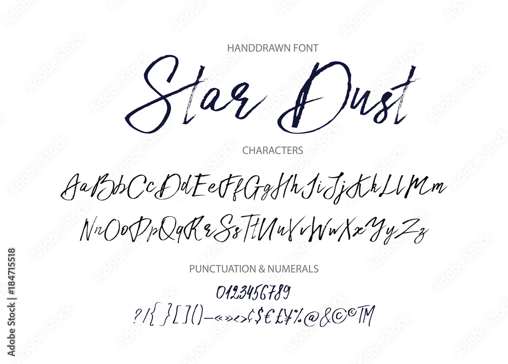 Star dust. Handdrawn vector font. Star dust. Handdrawn vector font.