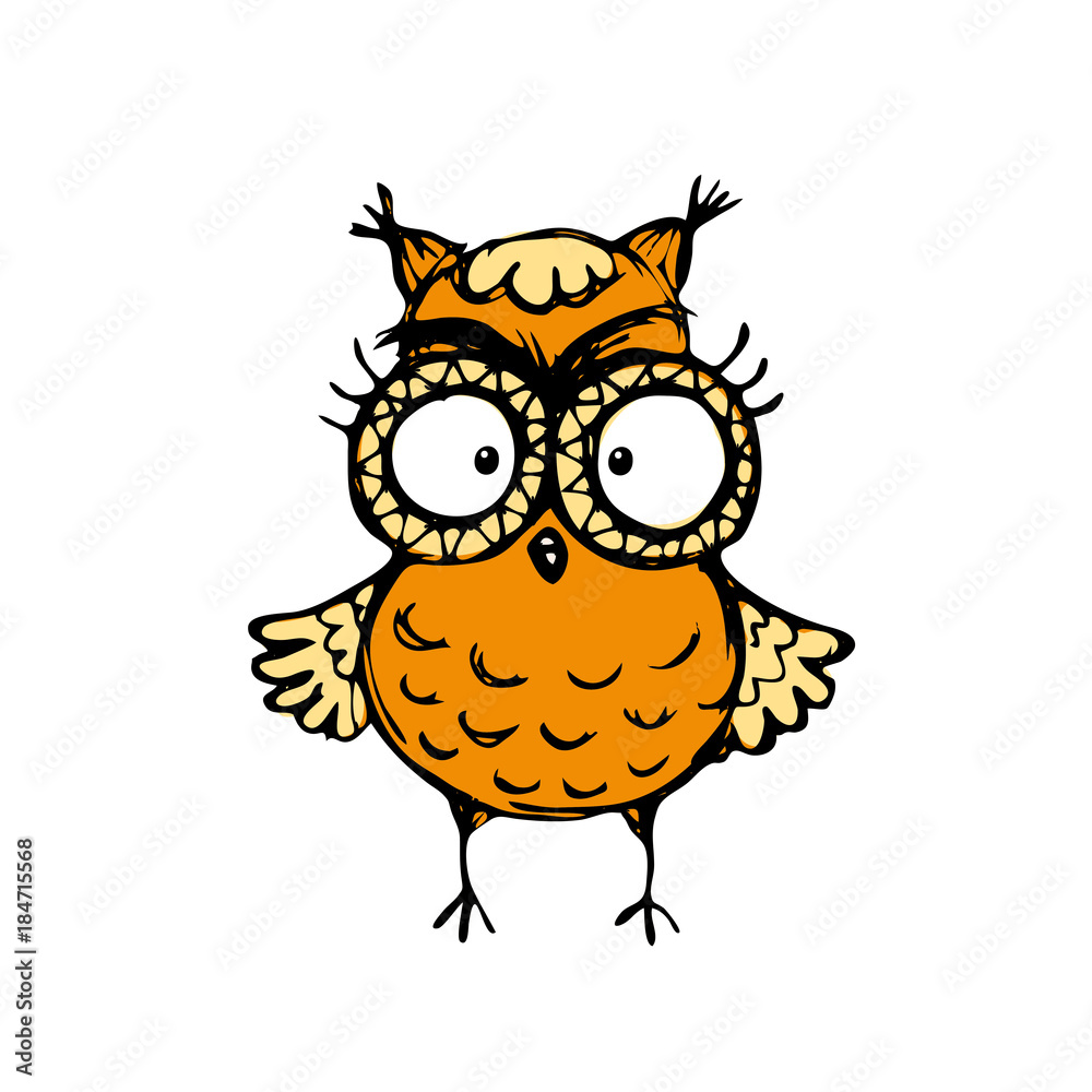 Cute owl,hand drawn mascot Cute owl,hand drawn mascot