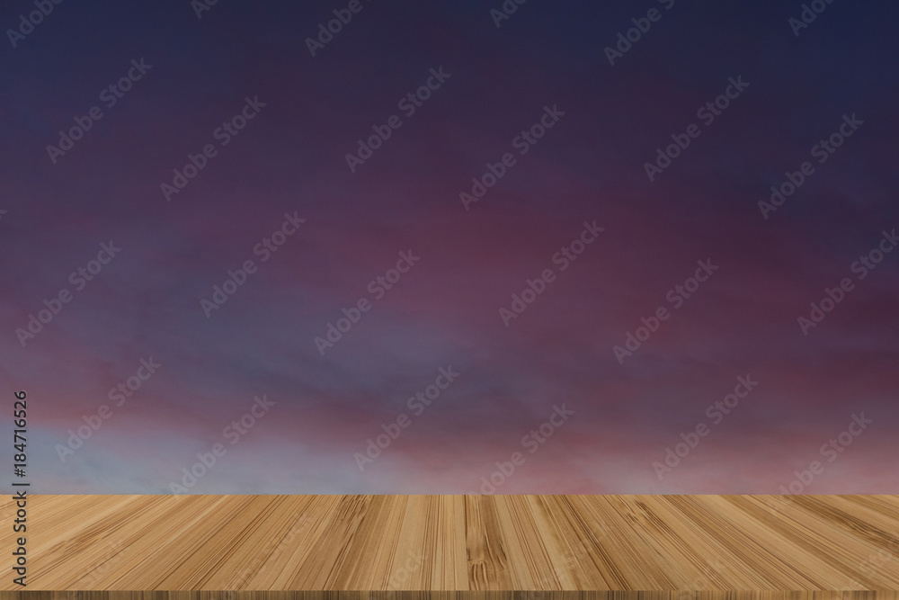 silhouette tree with dramatic sky at dawn. nature landscape with wood table for display product silhouette tree with dramatic sky at dawn. nature landscape with wood table for display product