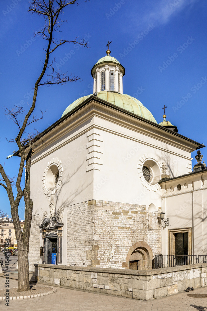 KRAKOW, POLAND - FEBRUARY 27, 2017: The Church of St. Adalbert or the Church of St. Wojciech