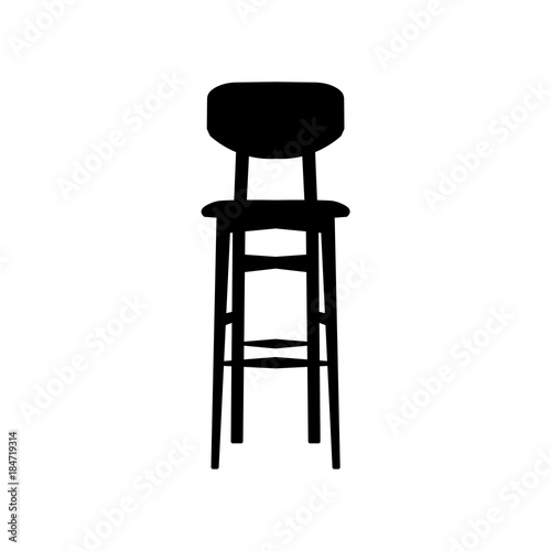 Black bar stool vector illustration. Bar chair. High chair. Interior design. Vector flat illustration EPS
