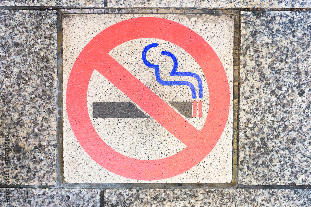 Sign don't smoking area Stuck on the street Sign don't smoking area Stuck on the street