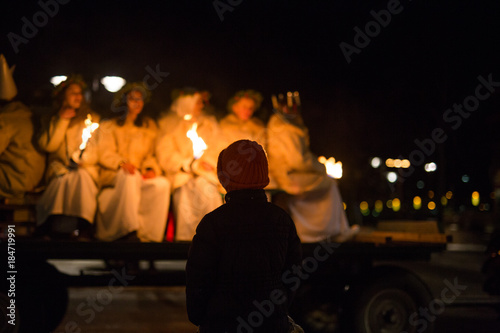 Little girl watch the St Lucia procession photo