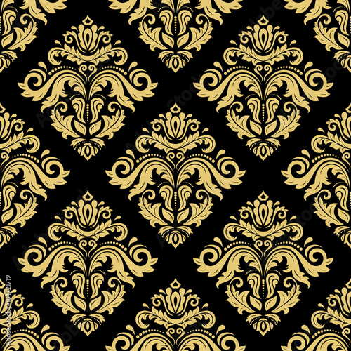 Damask classic golden pattern. Seamless abstract background with repeating elements. Orient background