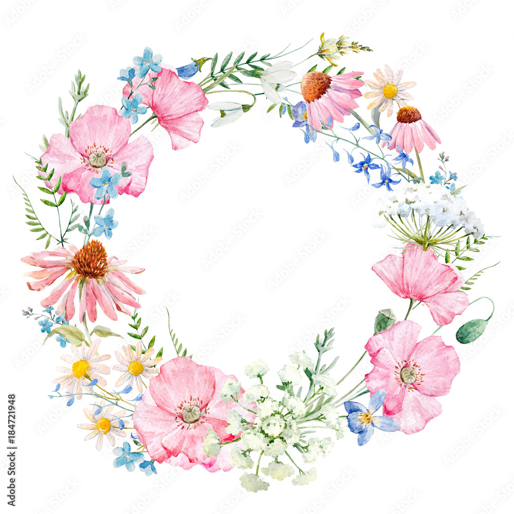 Watercolor floral wreath