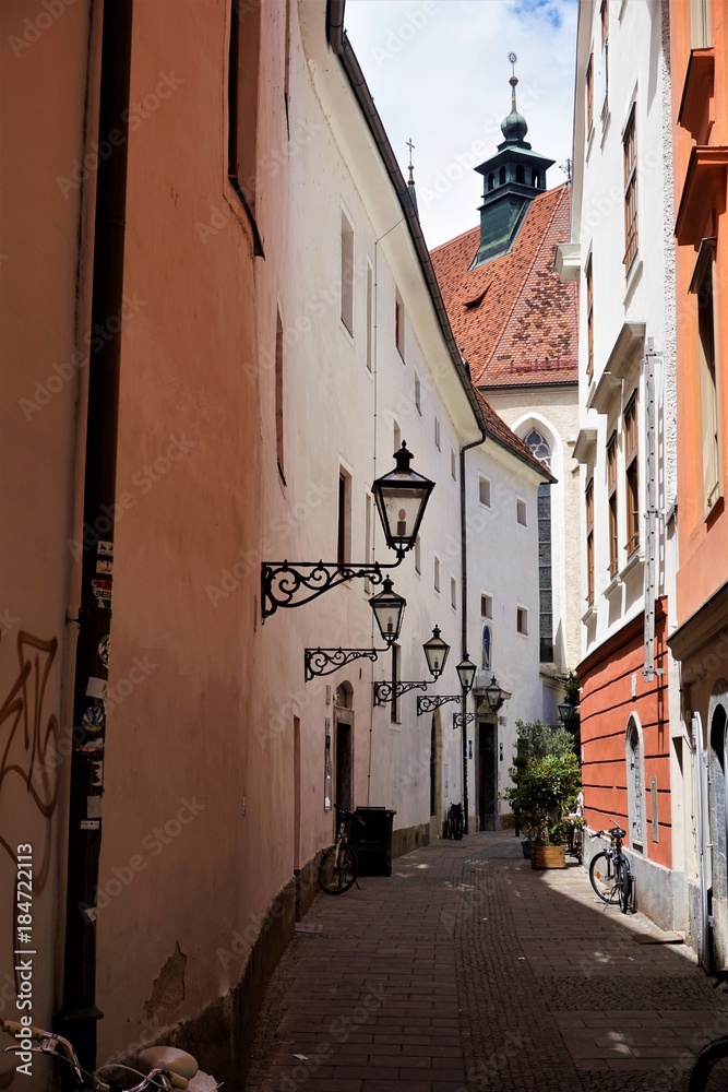 Narrow street in the old town of Bratislava
