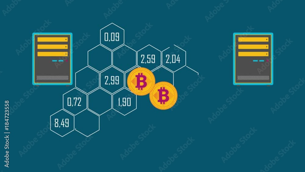 Cryptocurrency Bitcoins mining in 4K UHD flat animation Cryptocurrency Bitcoins mining in 4K UHD flat animation