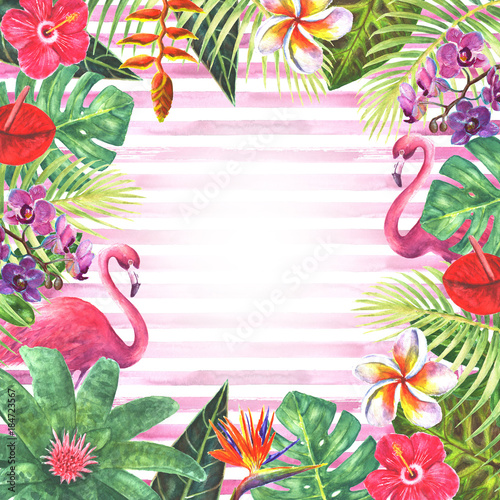 Pink flamingo tropical plan...