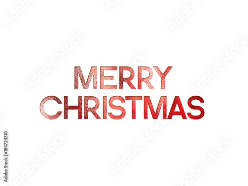 Red glitter isolated hand writing word MERRY CHRISTMAS